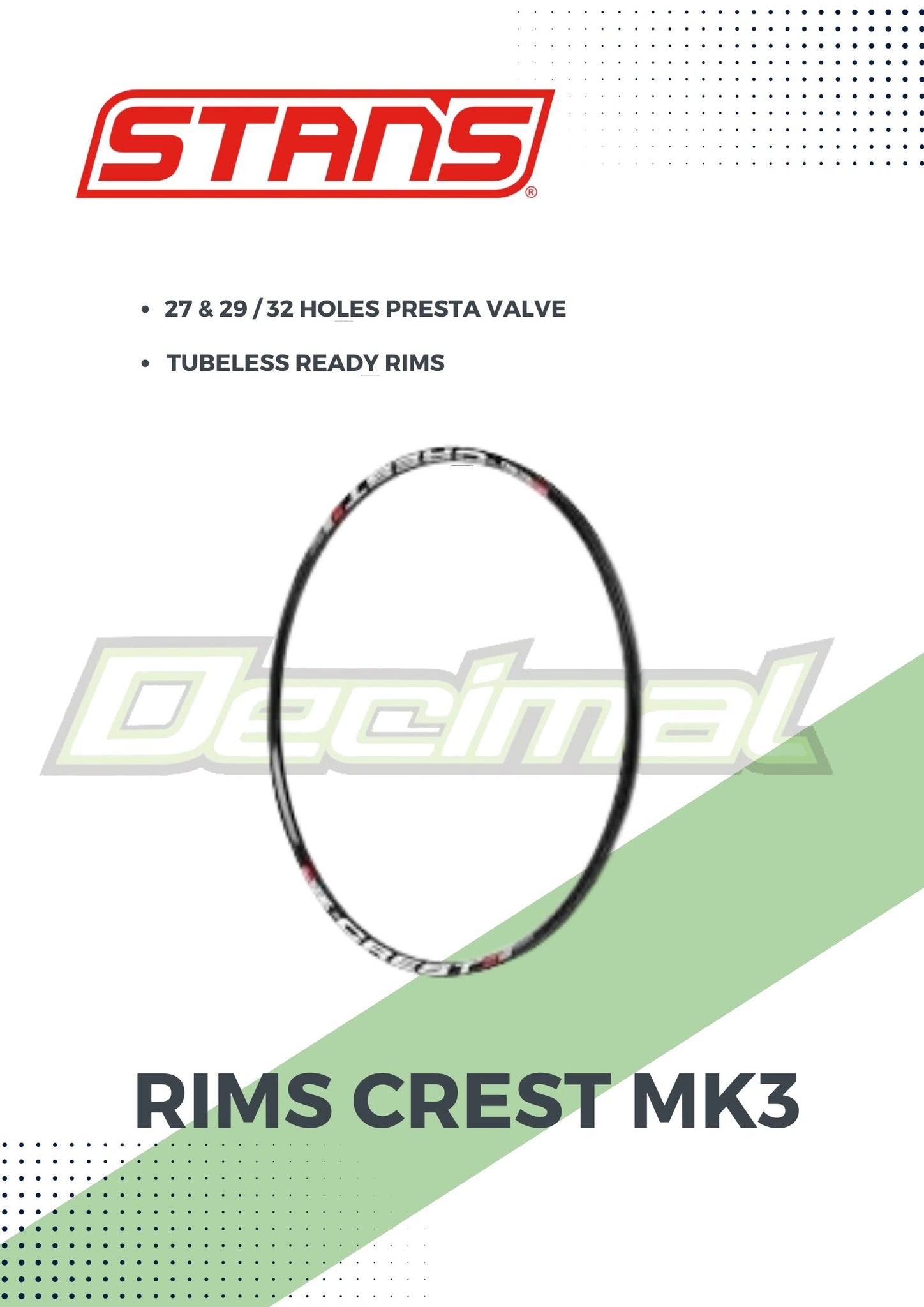 Rims Crest MK3 Original Tubeless ( Sold as Pair )