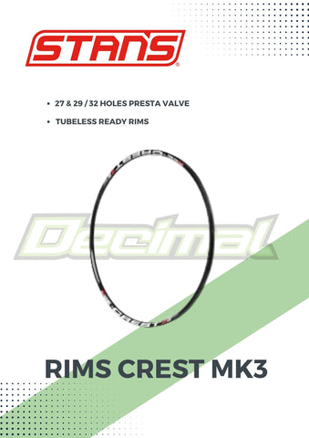 Rims Crest MK3 Original Tubeless ( Sold as Pair )