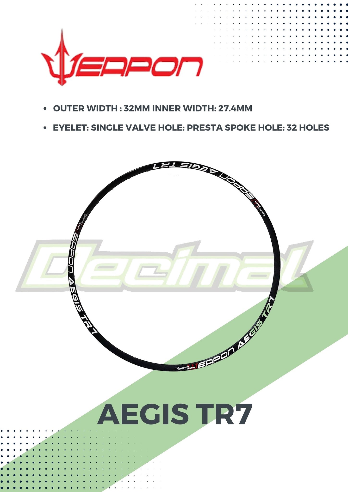 Rim Aegis TR7 Tubeless Ready ( SOLD PER PC. )