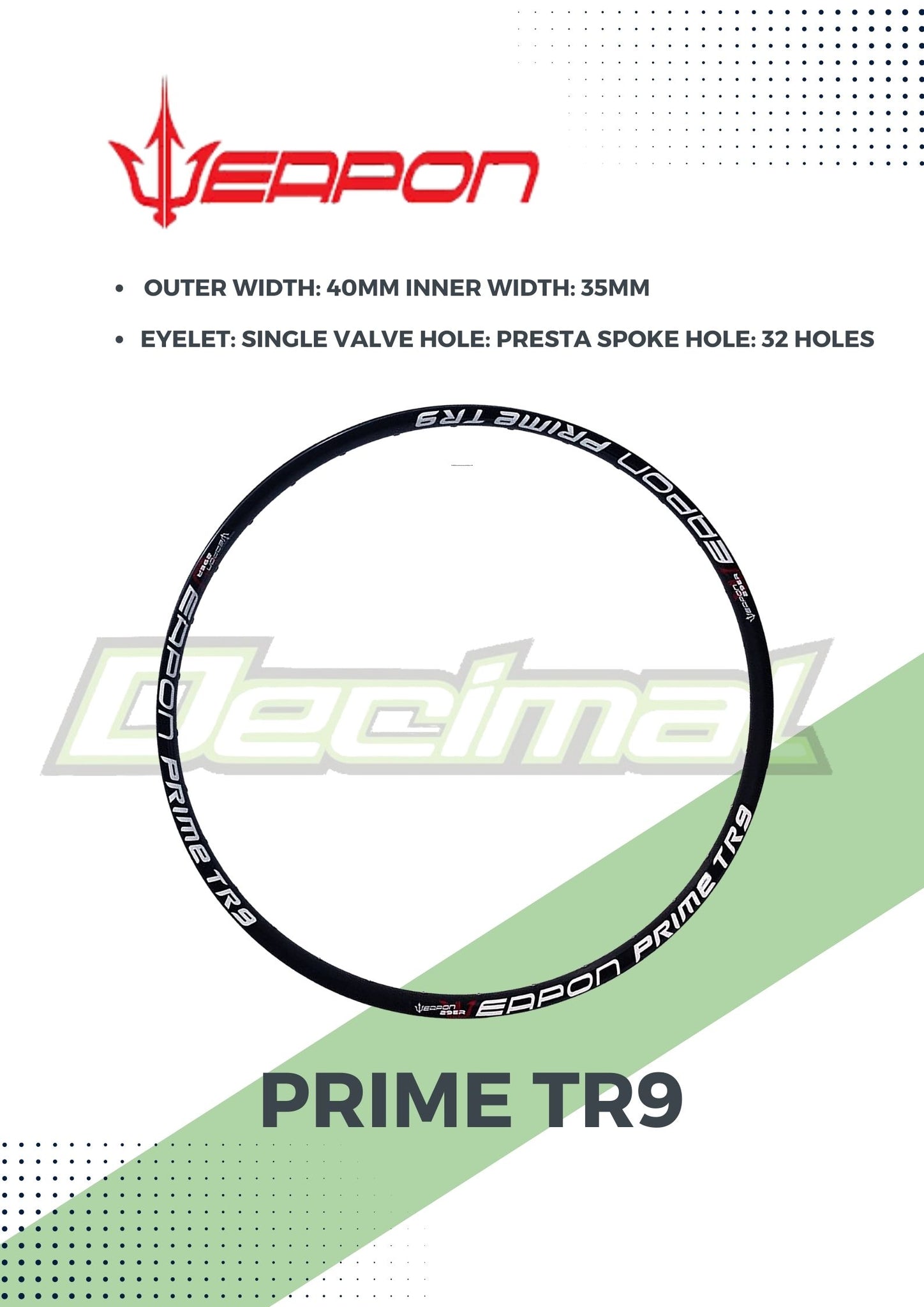 Rims Prime TR9 Tubeless Ready ( SOLD PER PC. )