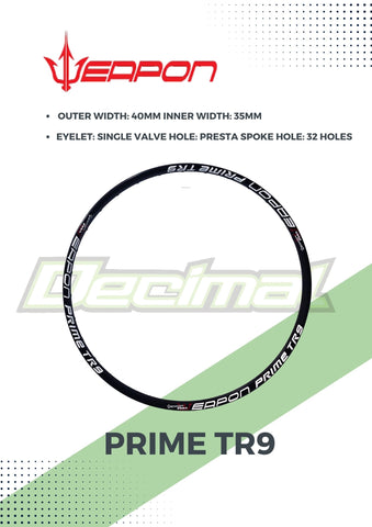 Rims Prime TR9 Tubeless Ready ( SOLD PER PC. )