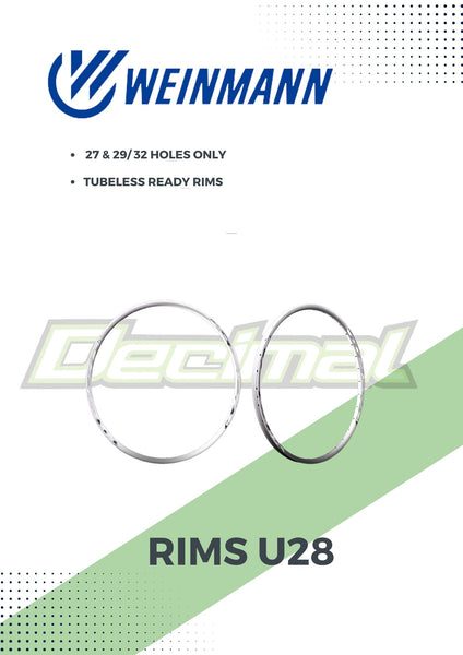 Rims U28 Tubeless Ready ( SOLD PER PC. )